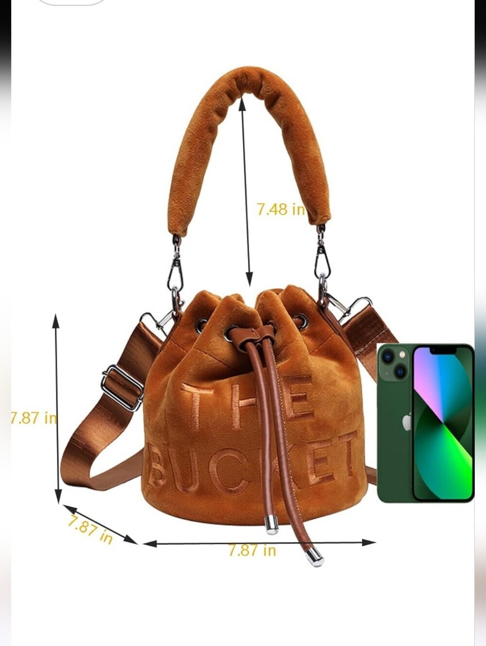 Mini Bucket Purses Drawstring Crossbody bags Soft Plush No Brand - Picture 10 of 10